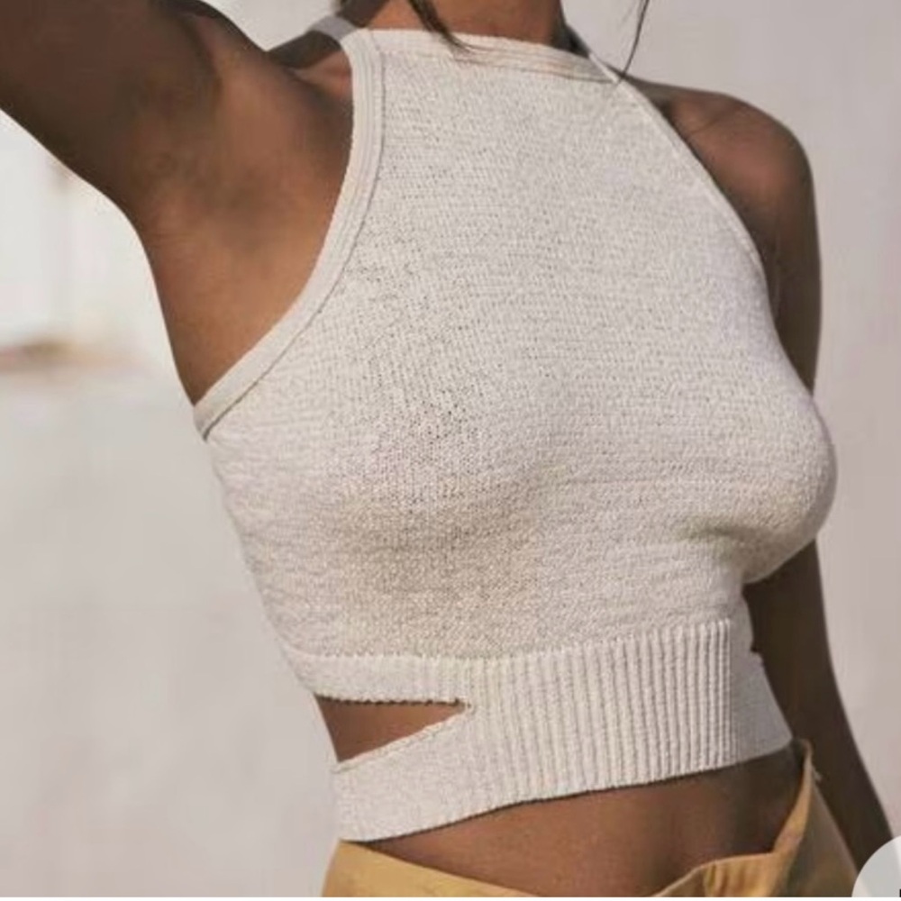 Cult Gaia Cream Knit Tank Top